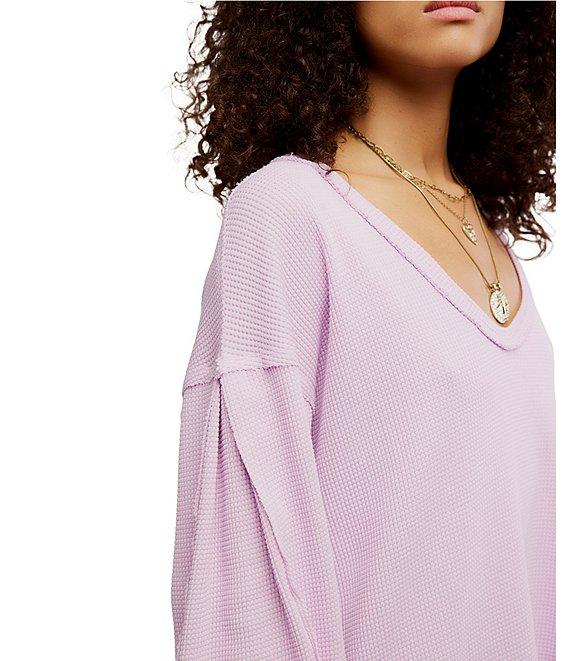 Free People We The Free Coast 2 Coast Scooped Neck Long Sleeve Waffle Knit Thermal Product Image