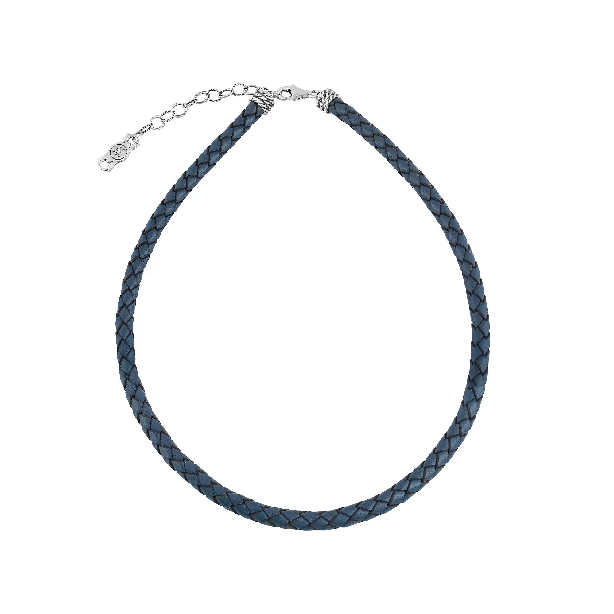 Southwest Spirit® Sterling Silver and Braided White Leather Necklace, Women's,  Product Image