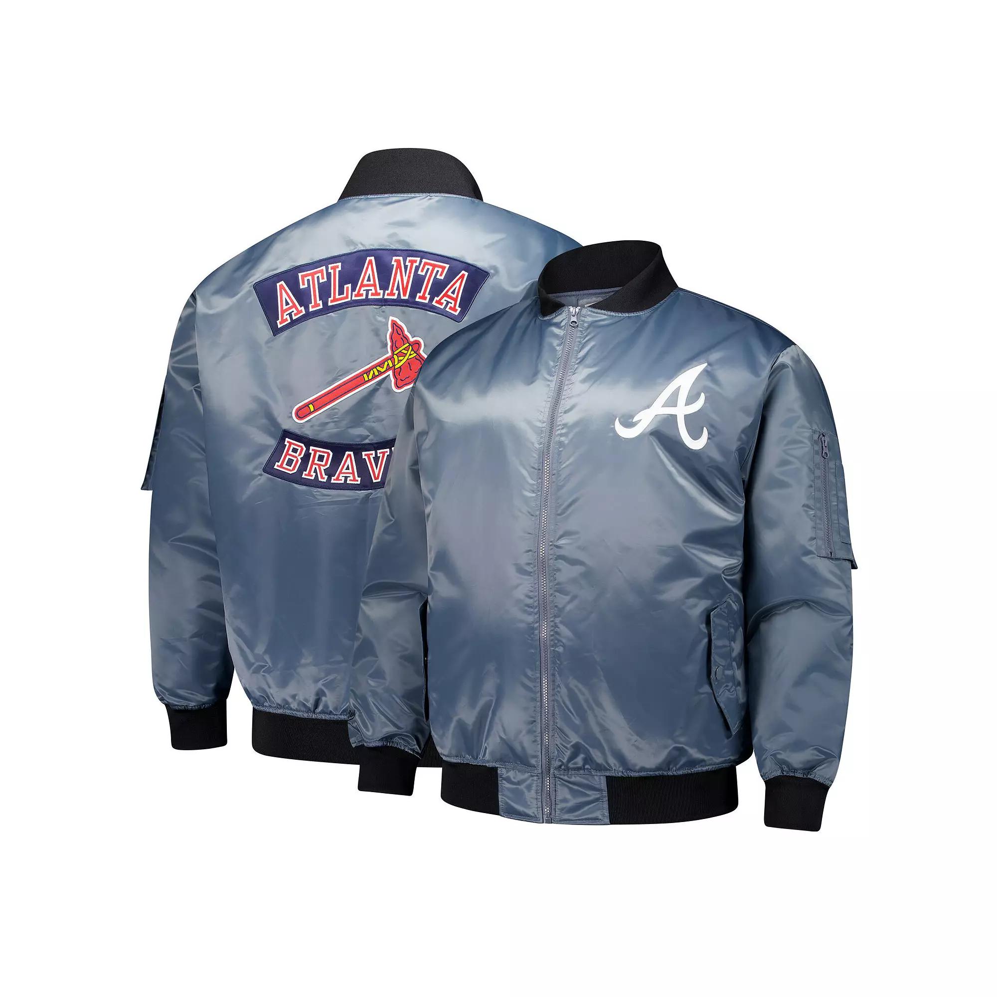 Men's Profile Charcoal Atlanta Braves Big & Tall Full-Zip Bomber Jacket,  Product Image
