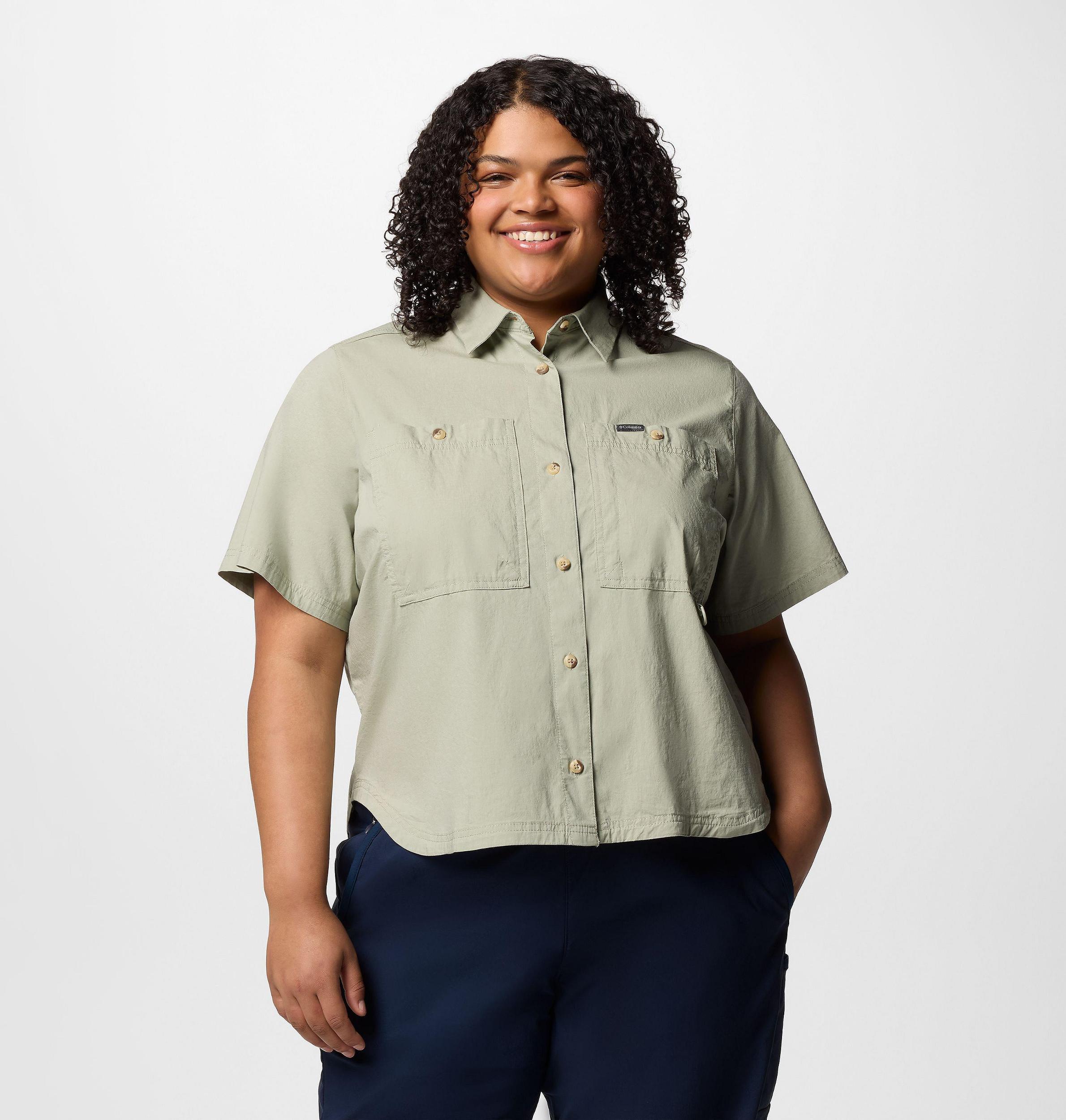 Columbia Womens Brea Falls Woven Short Sleeve Shirt - Plus Size- Product Image