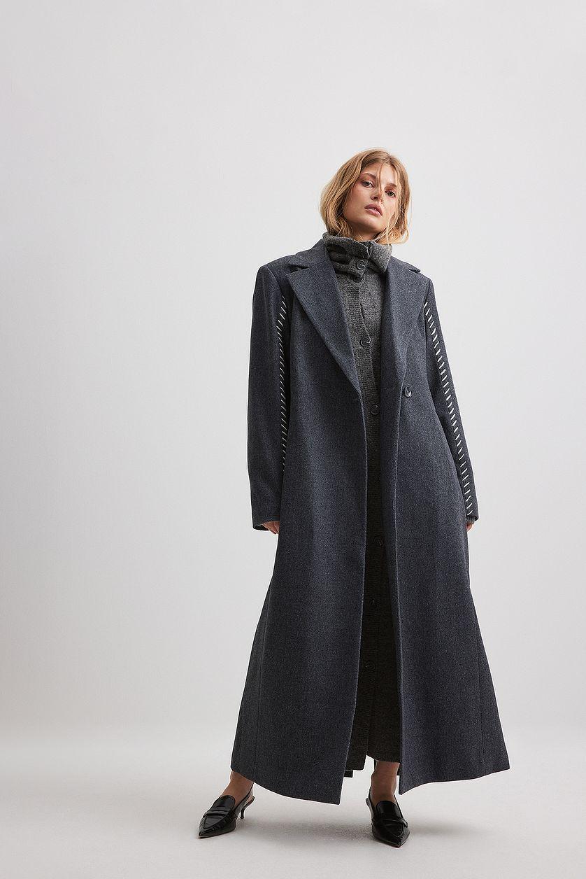 Stitch Details Waist Shape Coat Product Image