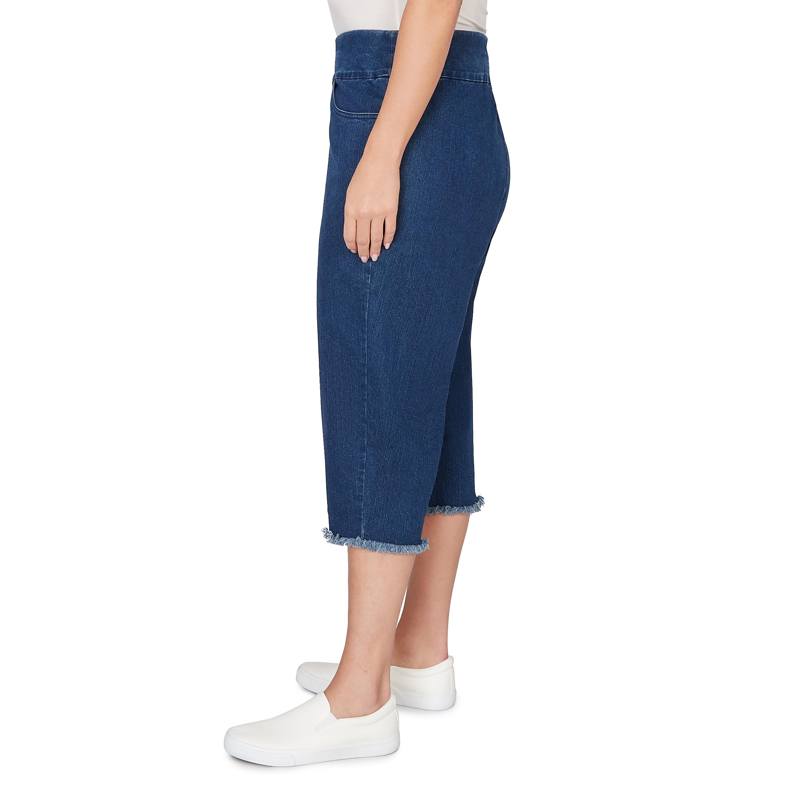 Alfred Dunner Super Stretch Denim Fringe Capri Pant- Petite Product Image