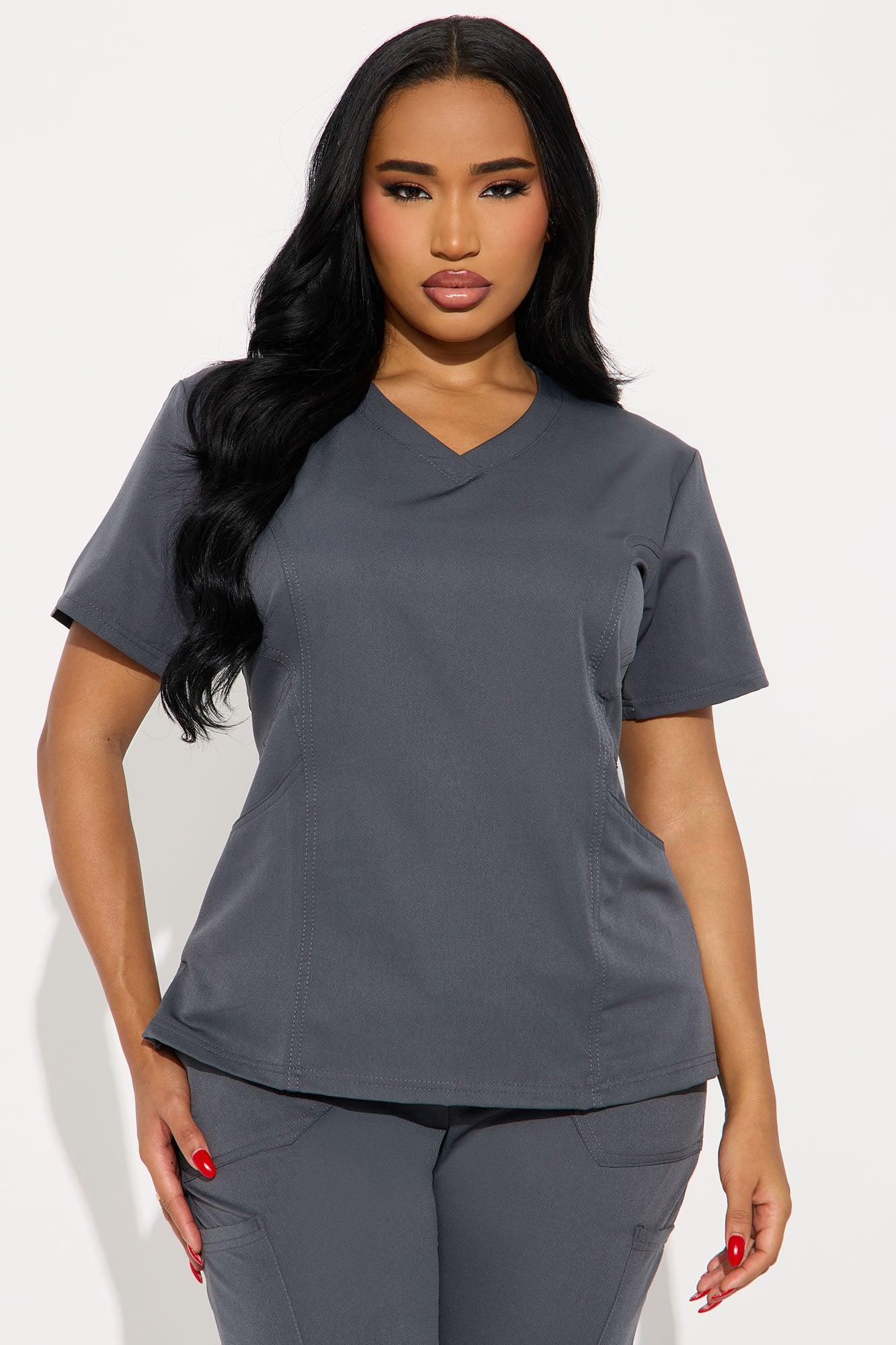 Daily Clock In 4 Way Stretch Uniform Scrub Jogger Set - Charcoal Female Product Image