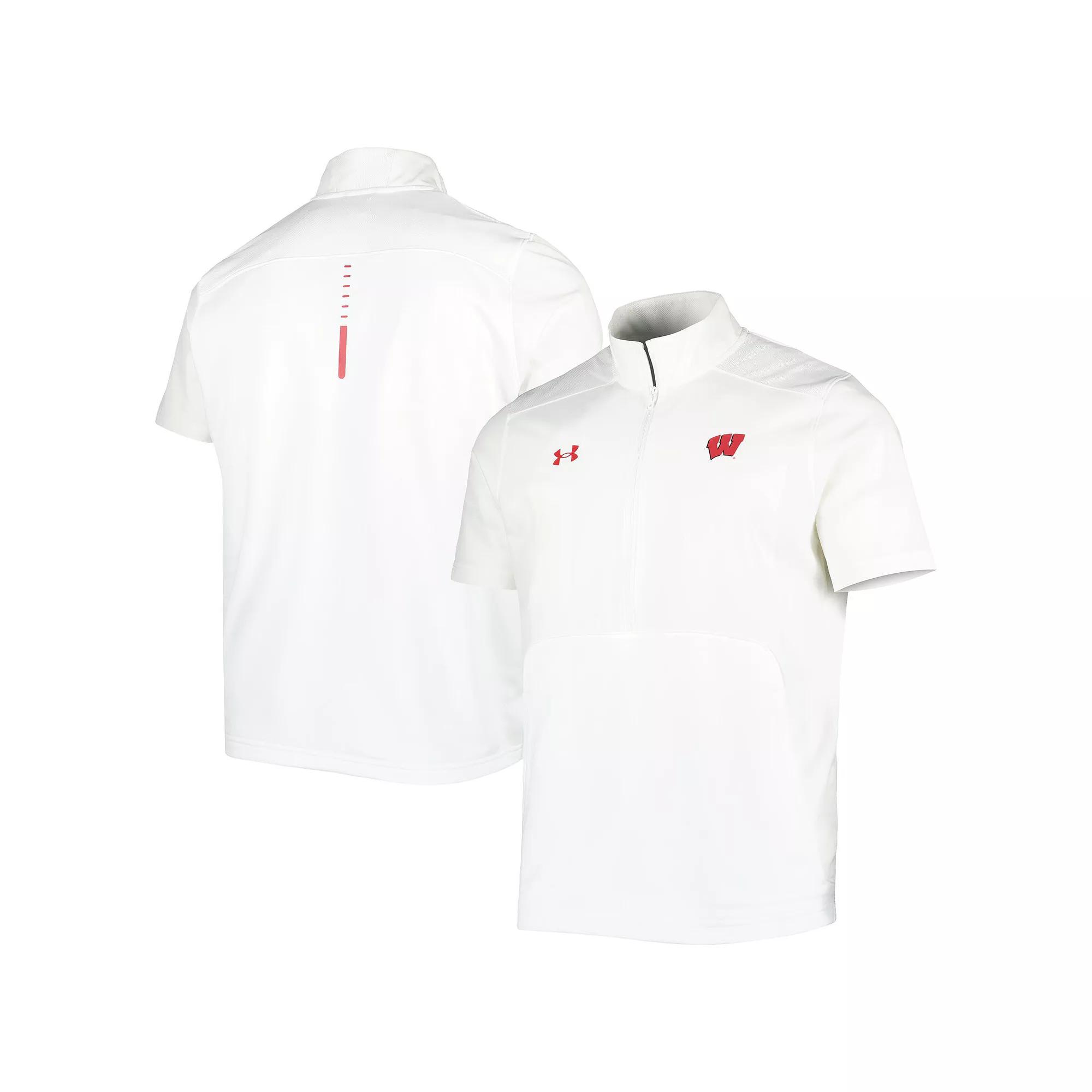 Men's Under Armour White Wisconsin Badgers Motivate 2.0 Half-Zip Jacket,  Product Image