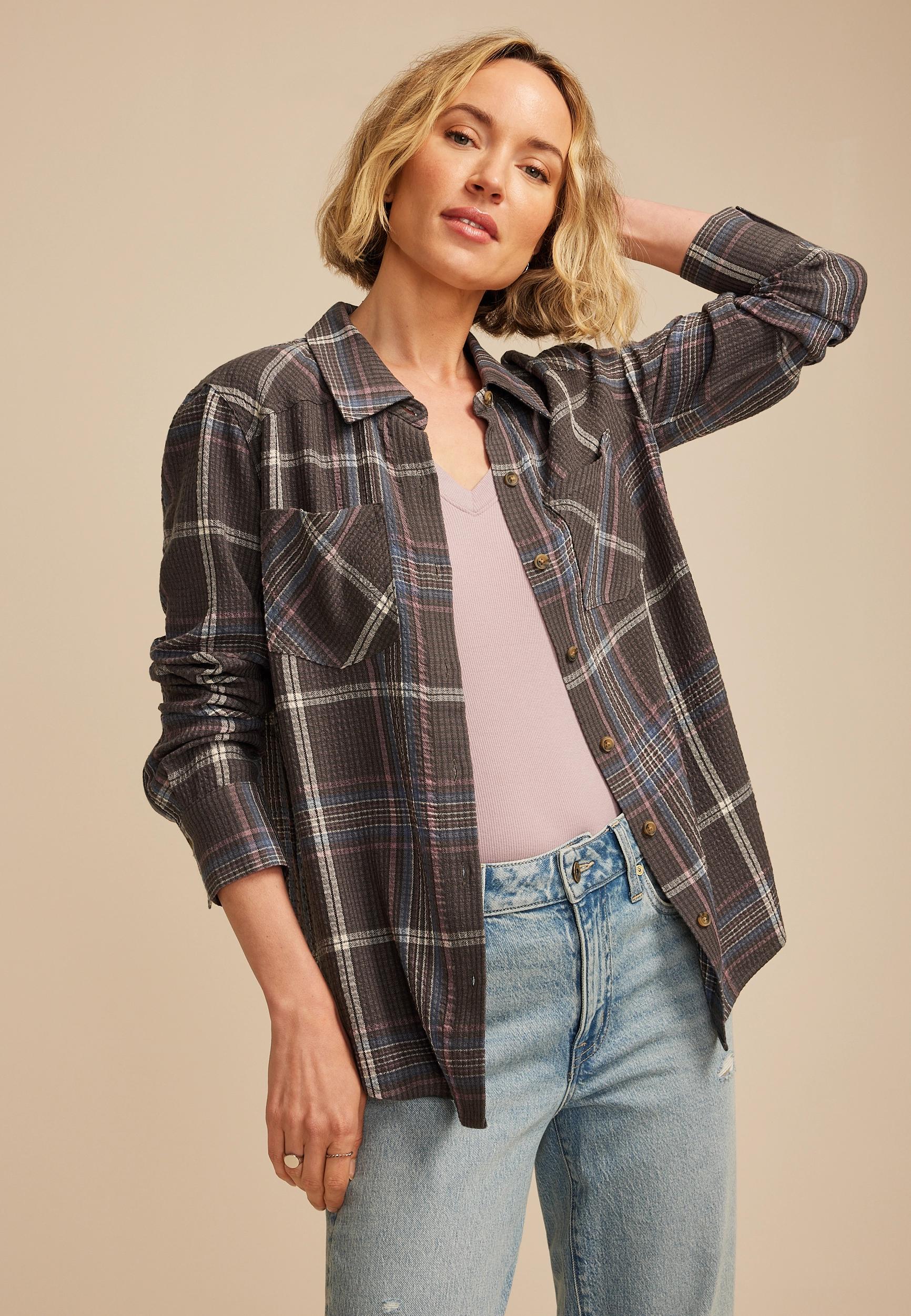 Pucker Plaid Button Down Shirt Product Image