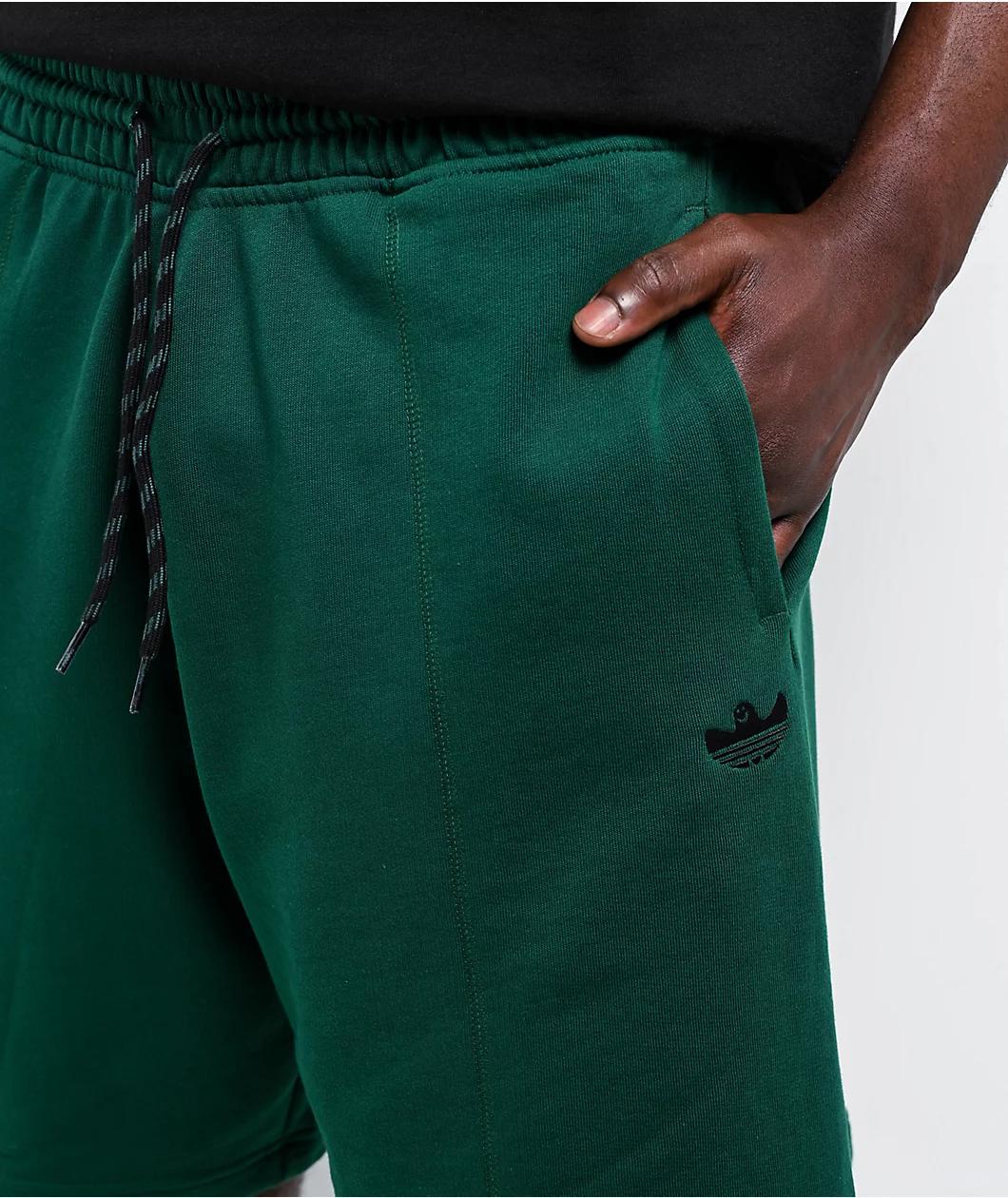 adidas Originals Shmoofoil Featherweight Dark Green Sweat Shorts Product Image