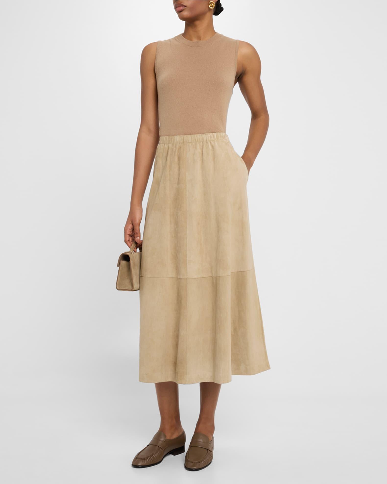 Straight Lambskin Suede Midi Skirt Product Image