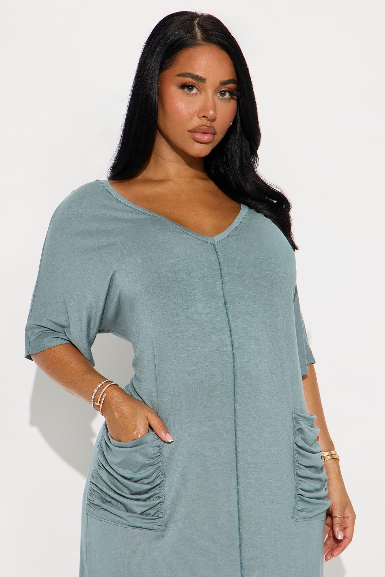 Staying In T-Shirt Maxi Dress - Sage Product Image