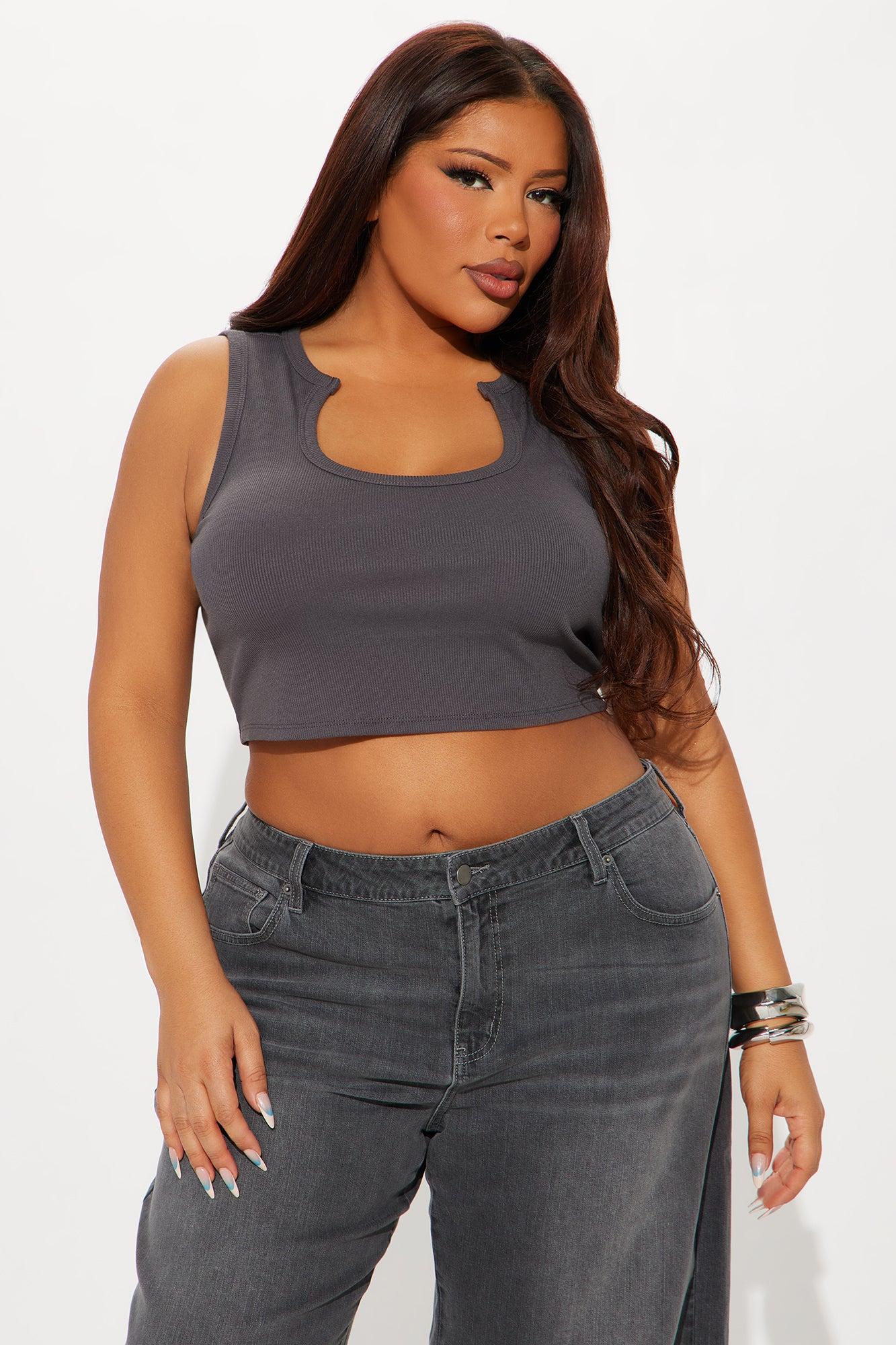 Alexis Ribbed Sleeveless Tank Top - Charcoal Female Product Image