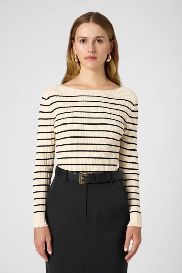 Stripe Crinkle Knit - Classic Cream/Black Product Image