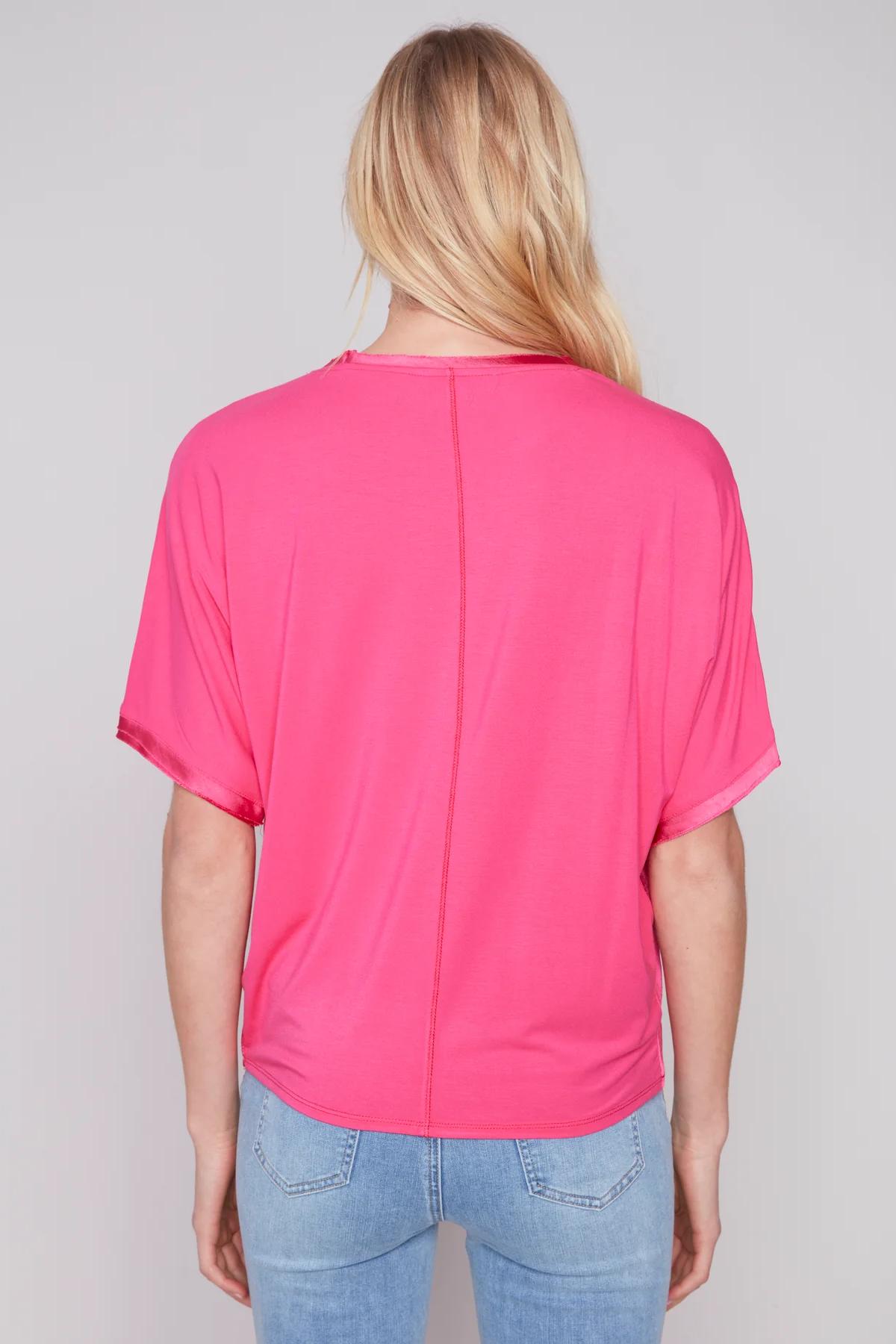 Short sleeve crew neck satin jersey knit Product Image