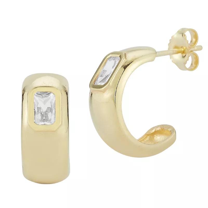 Sunkissed Sterling Silver Over Cubic Zirconia Hoop Earrings, Women's, Yellow Gold Tone Product Image