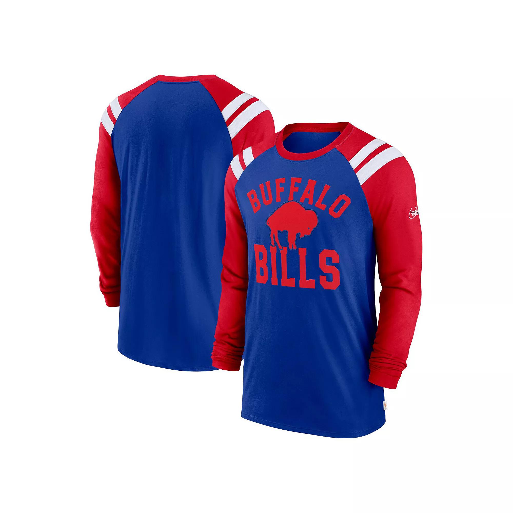 Men's Nike Royal/Red Buffalo Bills Classic Arc Raglan Tri-Blend Long Sleeve T-Shirt, Size: 2XL, Blue Product Image