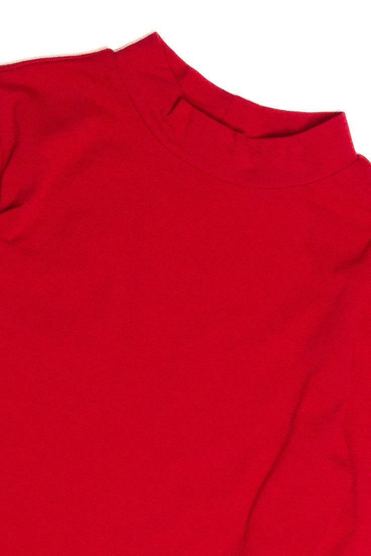 Red Long Sleeve Mock Neck Top Product Image
