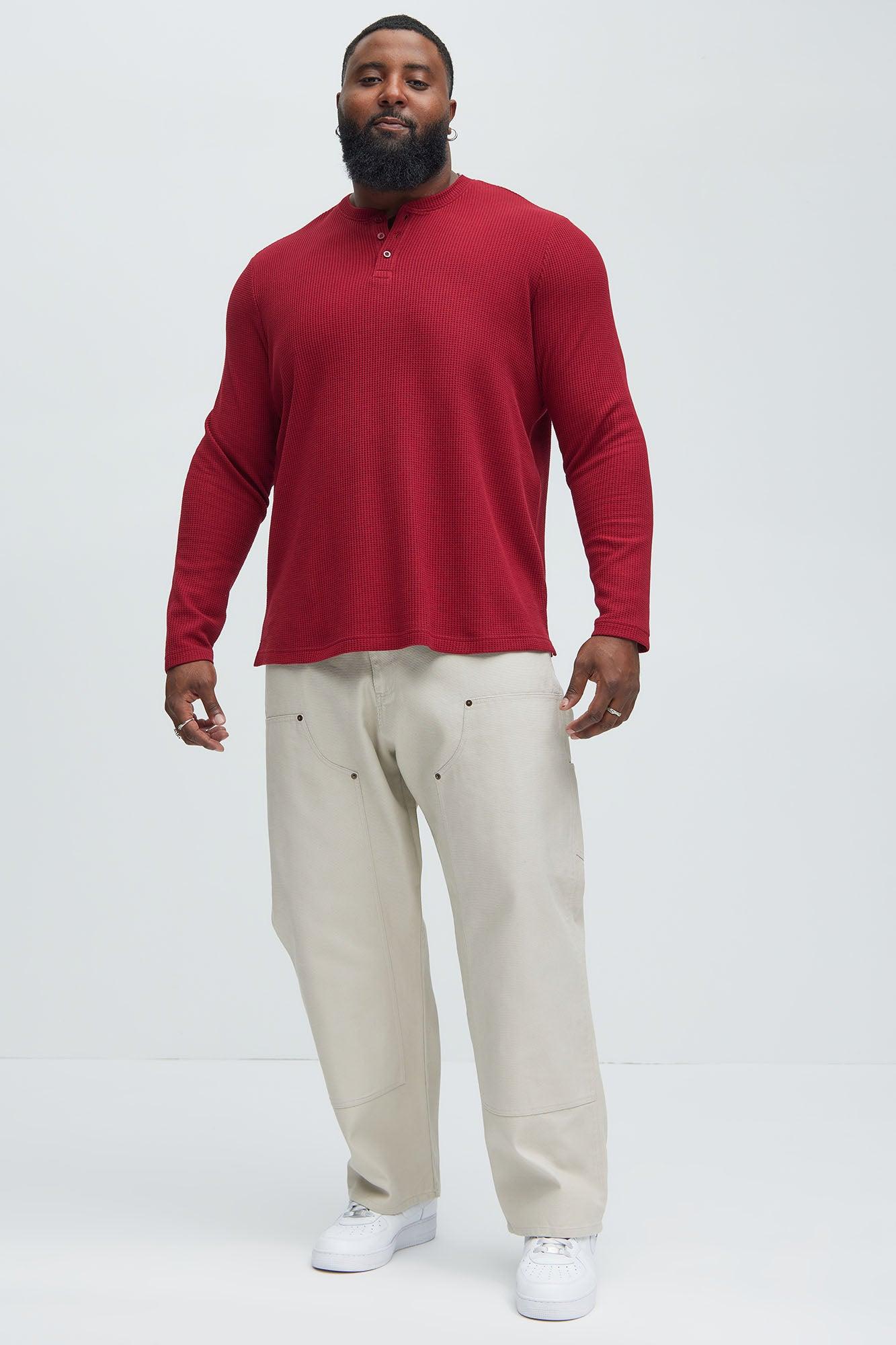 Wesley Long Sleeve Henley - Burgundy Product Image