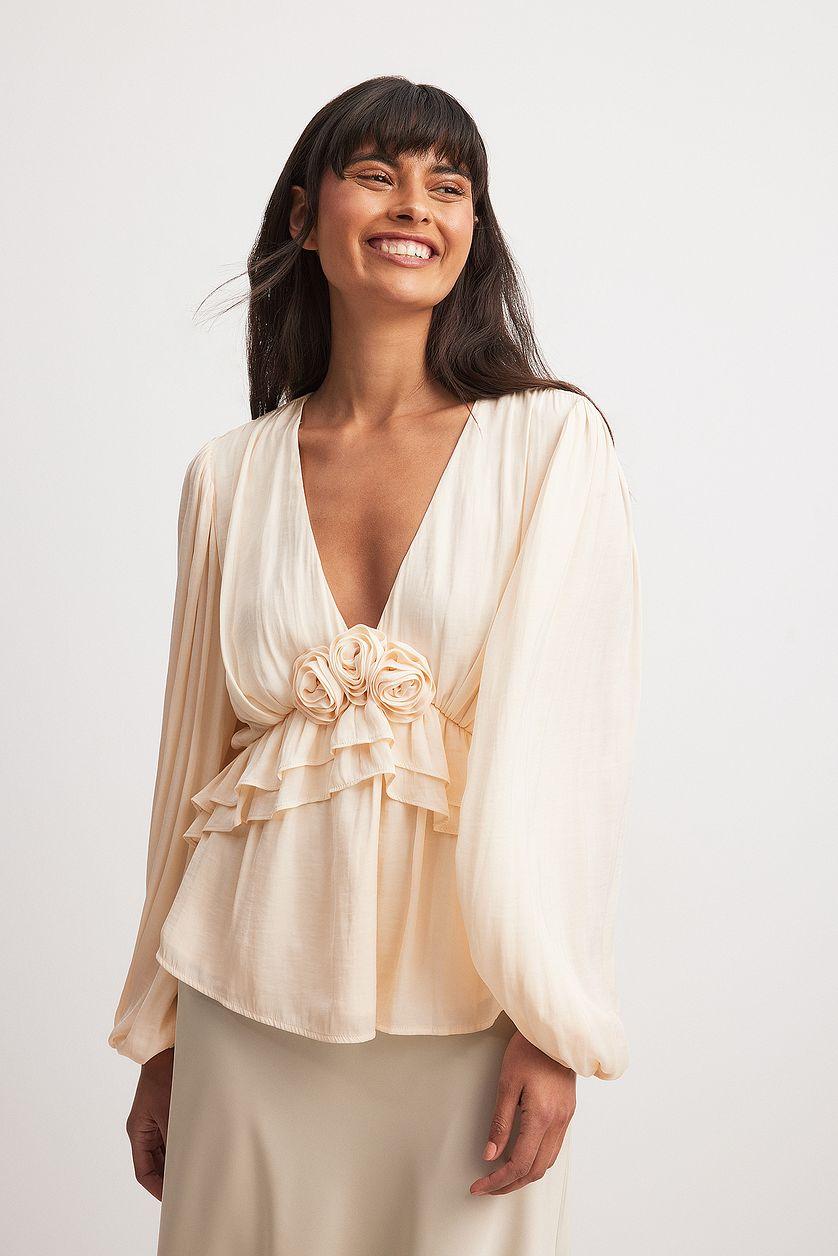 Balloon Sleeve Frill Detail Blouse Product Image