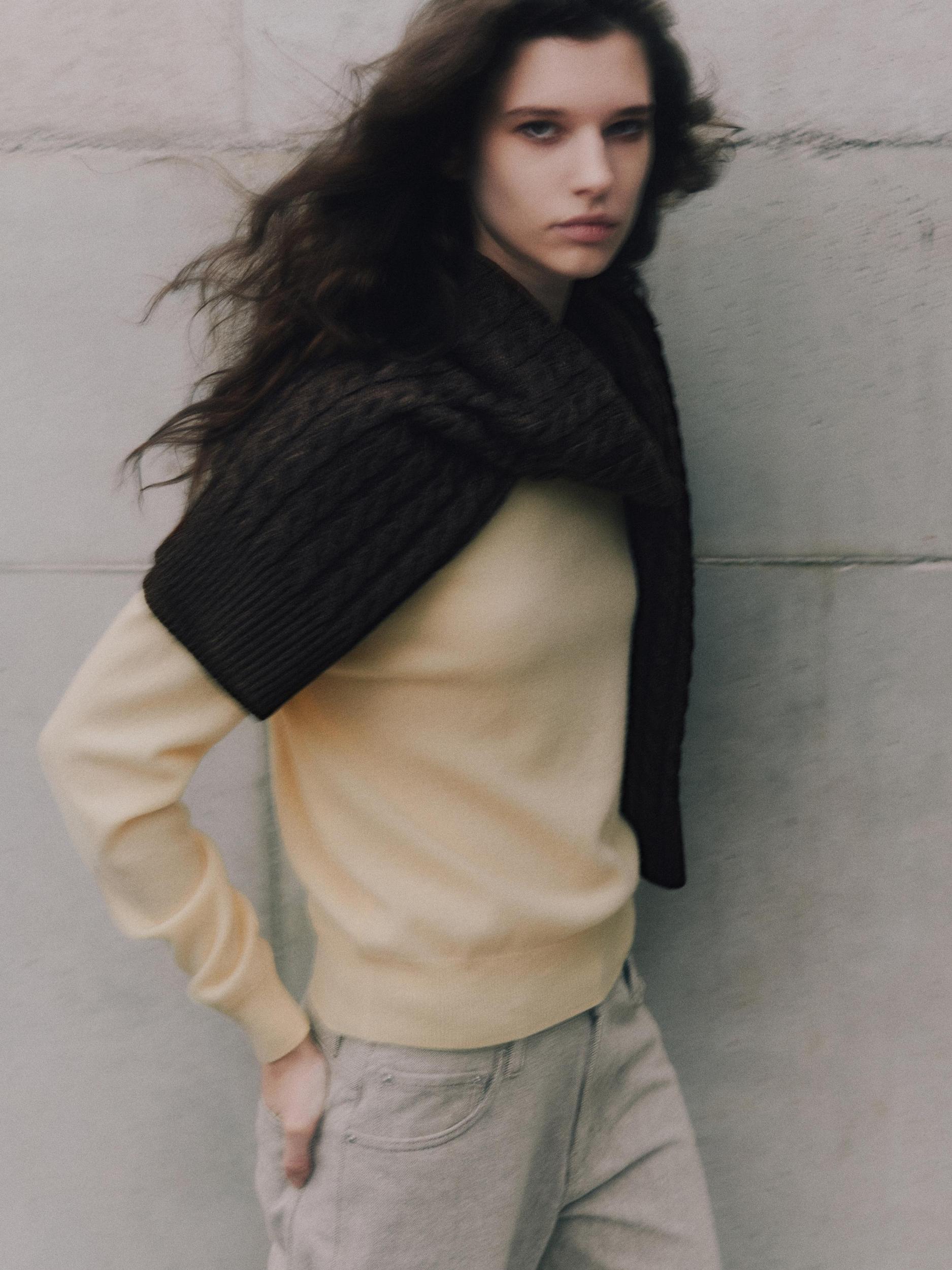 Wool blend crew neck knit sweater Product Image