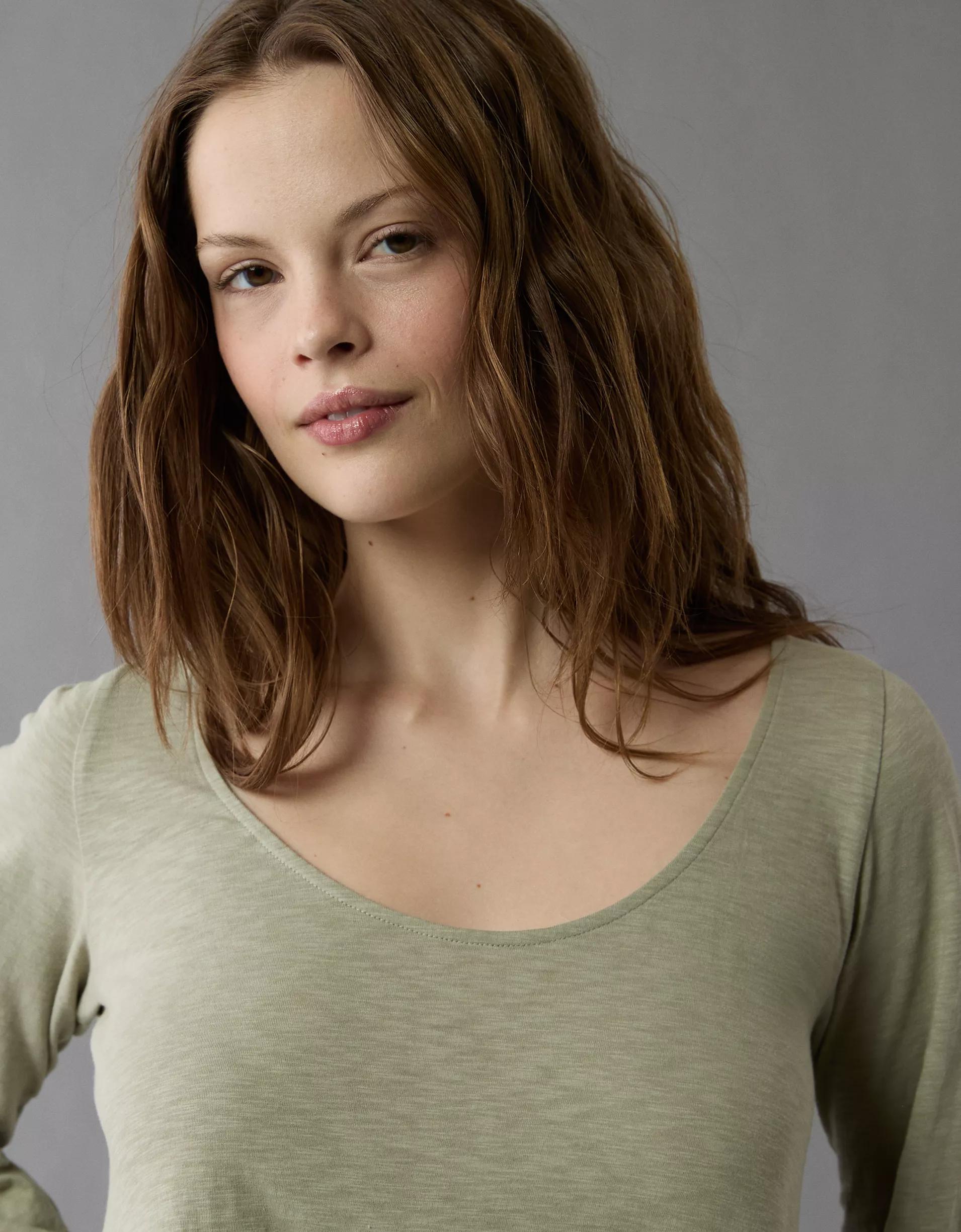 AE Sunchaser Knit Long-Sleeve Scoop Neck Mini Dress Product Image