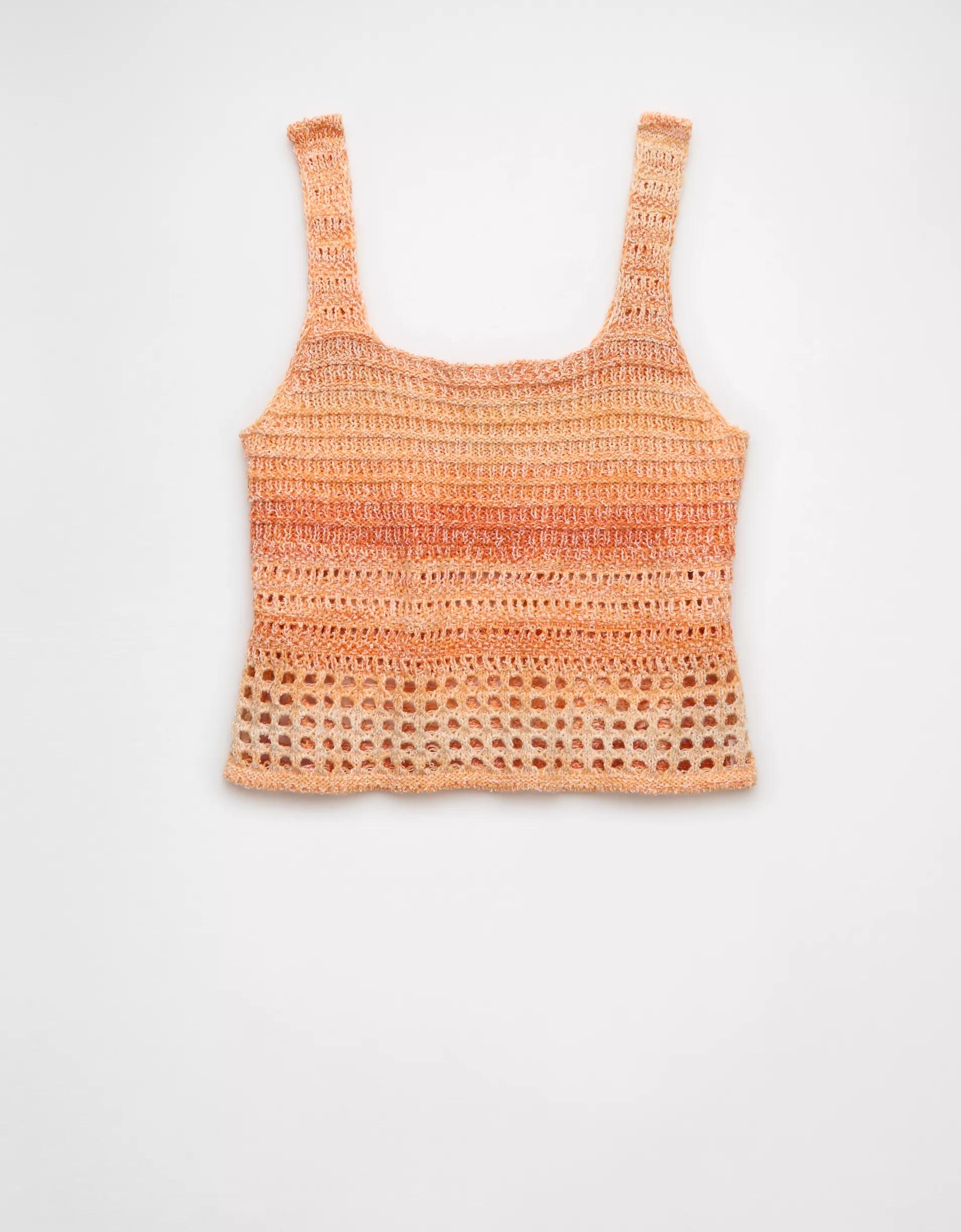 AE Space Dye Cropped Crochet Tank Top Product Image