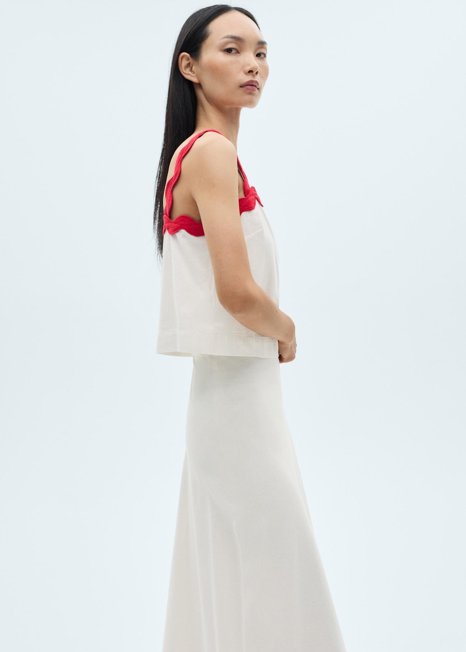 Midi-skirt with contrasting trim - Women | MANGO USA Product Image