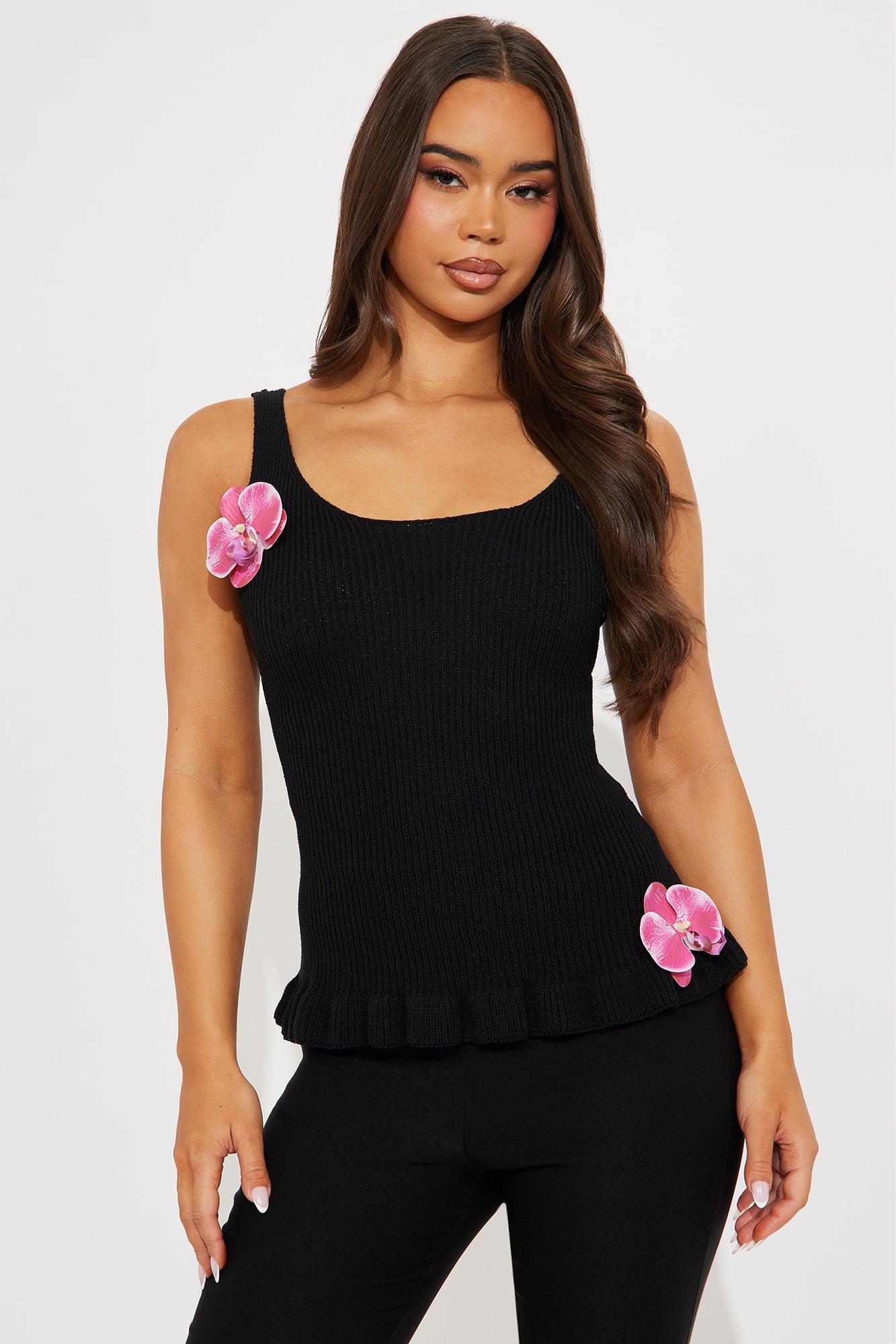 Orchid Bloom Top - Black Product Image