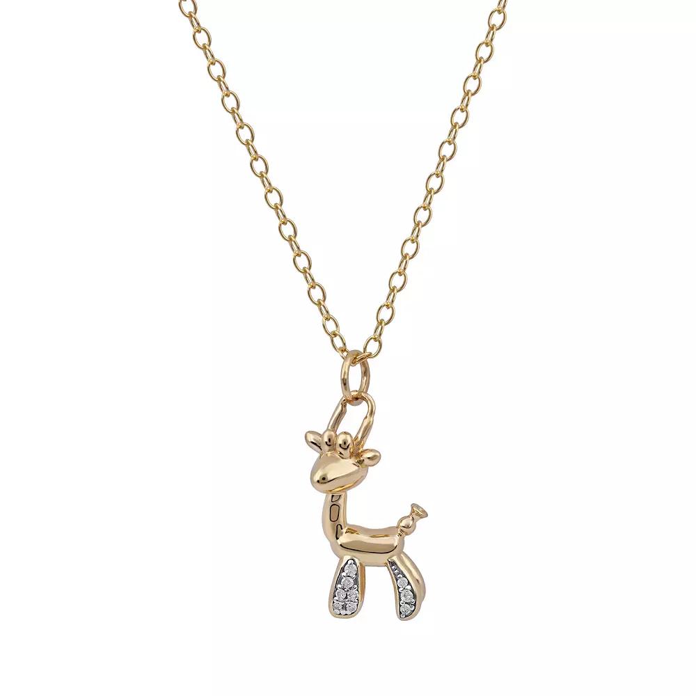 DeCouer 1/10 Carat T.W. Diamond Giraffe Balloon Animal Pendant Necklace, Women's, Size: 18", Gold Tone Product Image