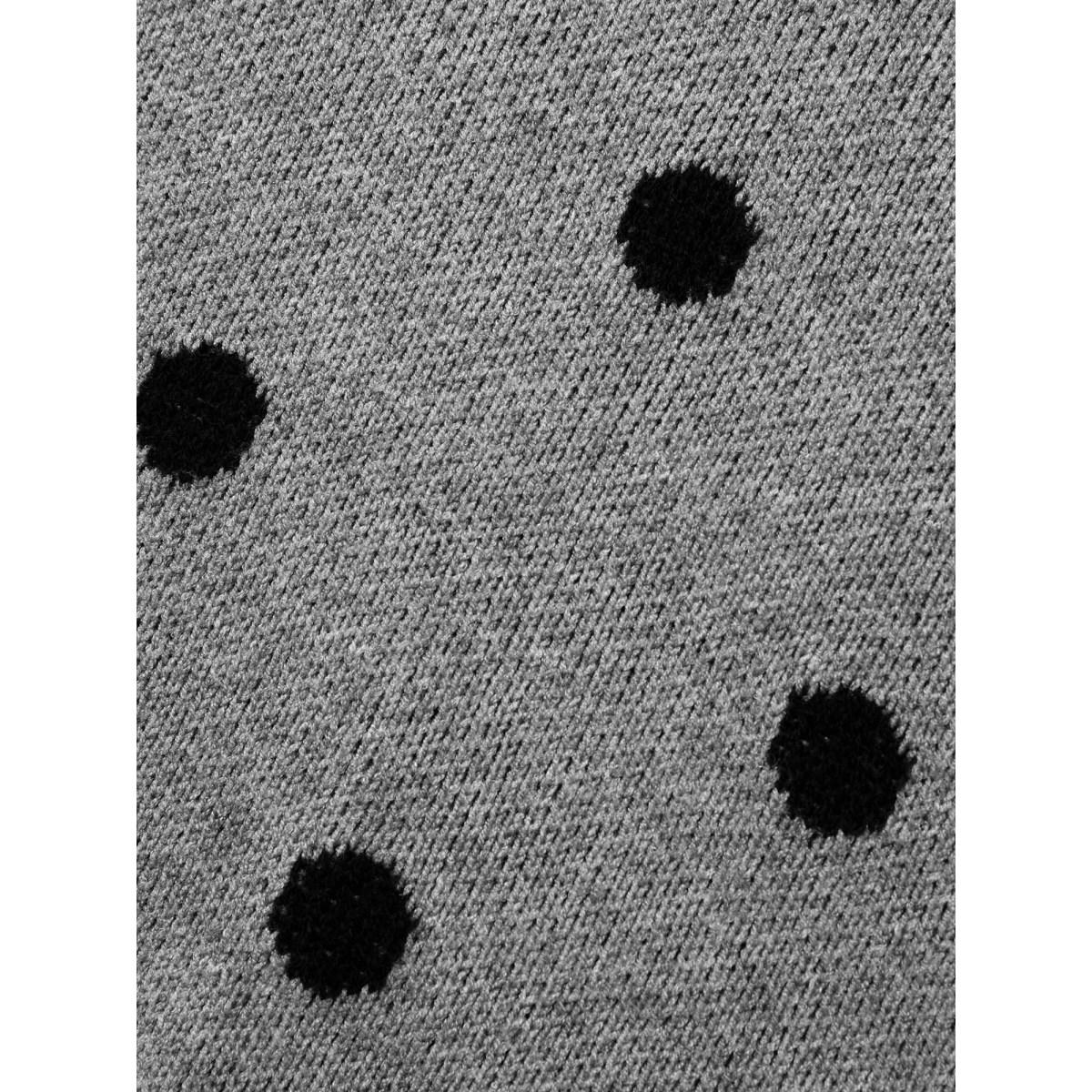 Plus Size Polka Dot Drop Shoulder Sleeve Pullover Mediumgray Women Casual Loose Long Sleeve Round Neck Everyday Pullovers BloomChic 10/M Product Image