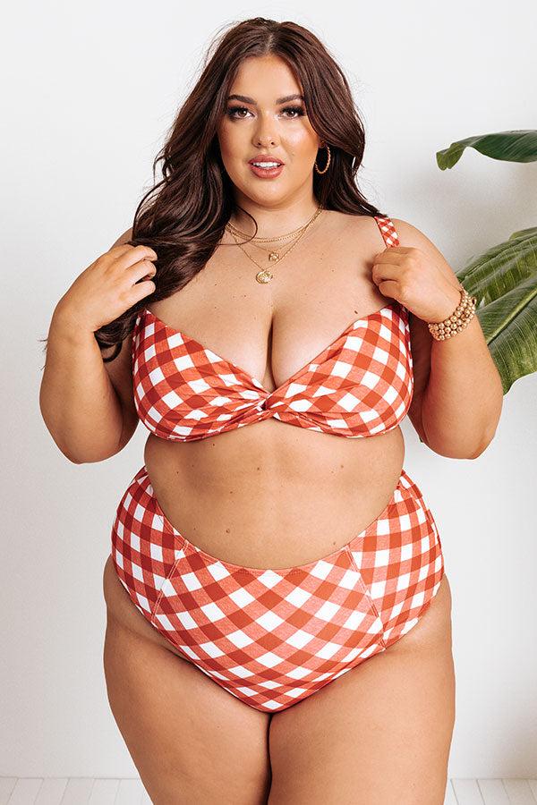 Tanning In Tulum Gingham Bikini Top in Aurora Red Product Image