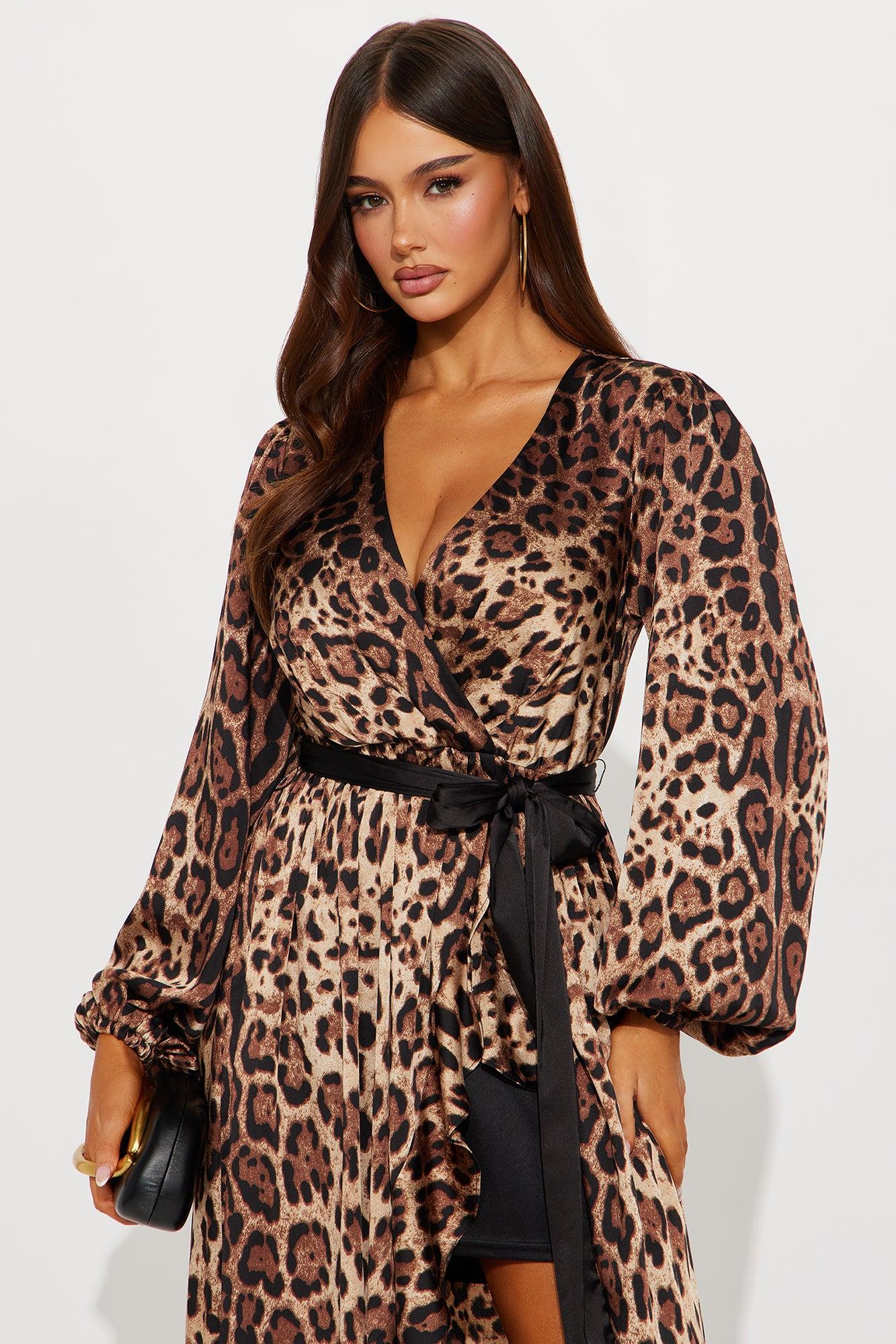 Vallia Leopard Satin Maxi Dress - Leopard Female Product Image