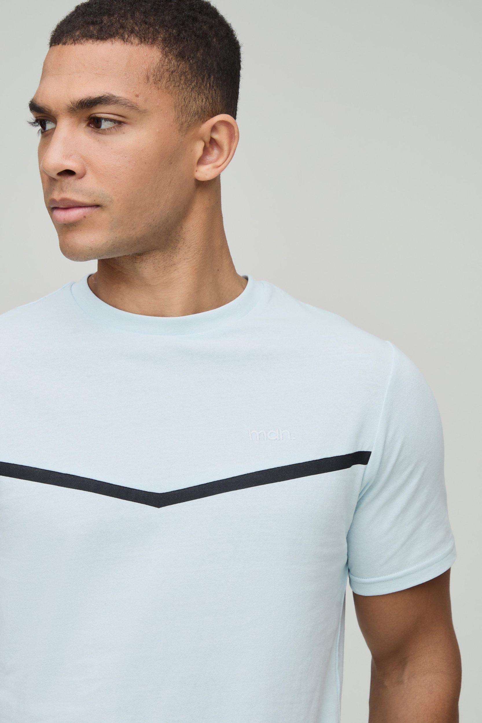 Slim Fit Man Panelled T-Shirt and Short Set | boohooMAN USA Product Image