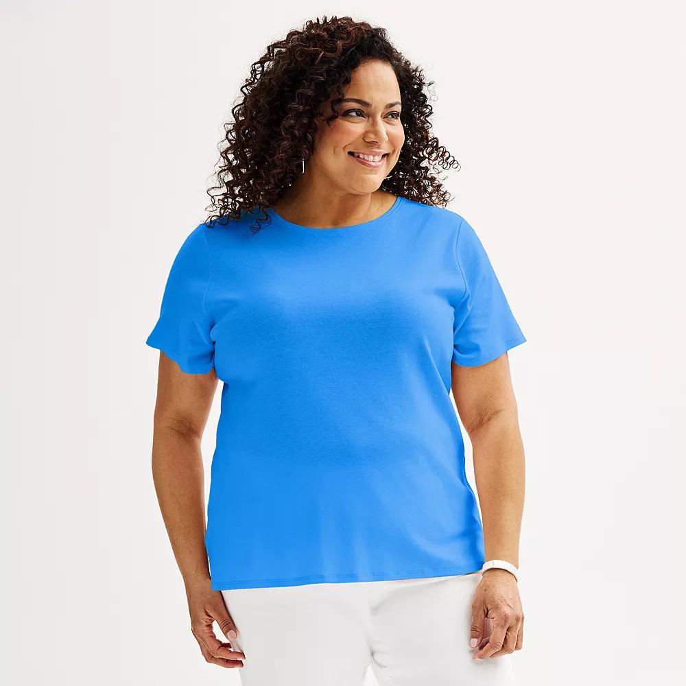 Plus Size Croft & Barrow® Essential Crewneck Top, Women's, Size: 4XL, Valen River Product Image