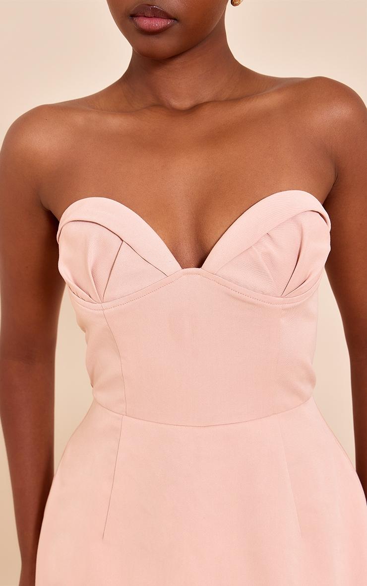 Dusty Pink Woven Bust Cup Detail Peplum Romper Product Image