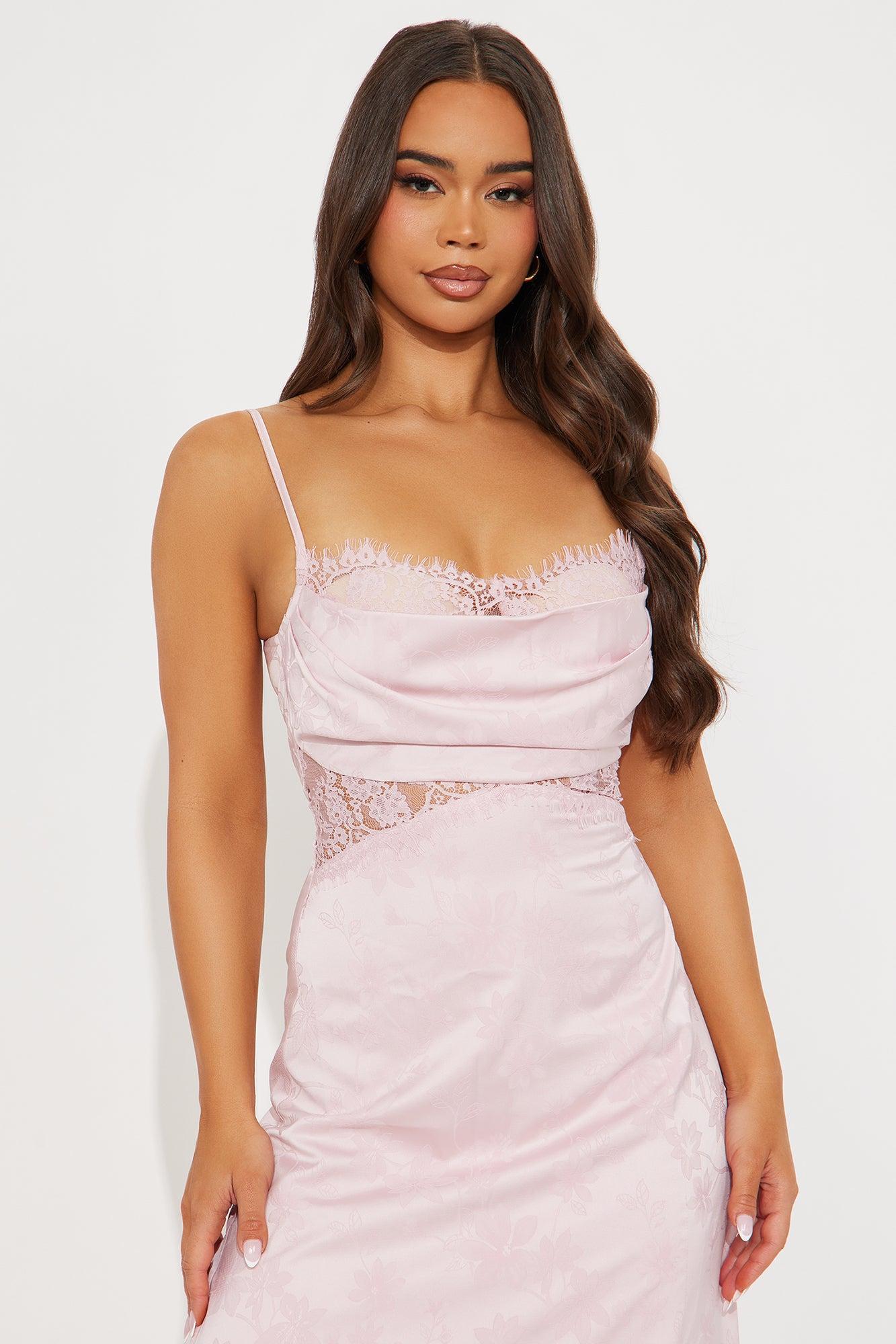 Tanya Floral Satin Maxi Dress - Mauve Product Image