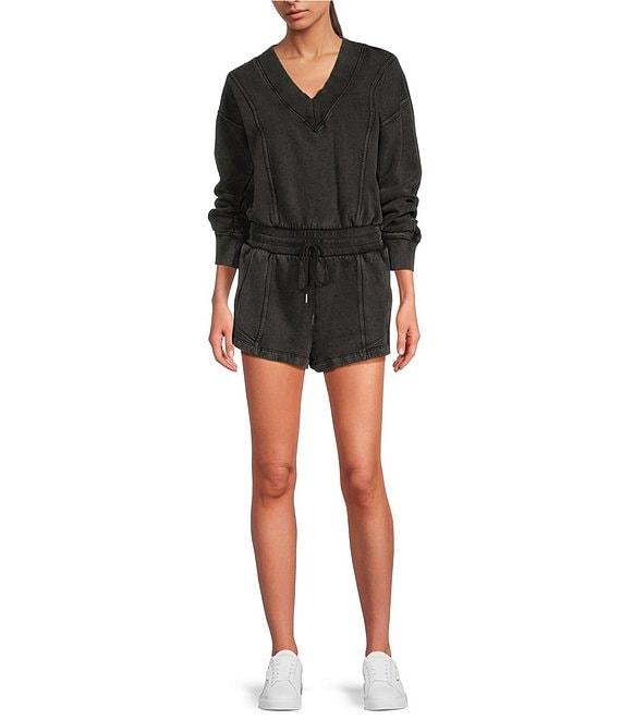 FP Movement Intercept V-Neckline Long Sleeve Drawstring Waist Romper Product Image