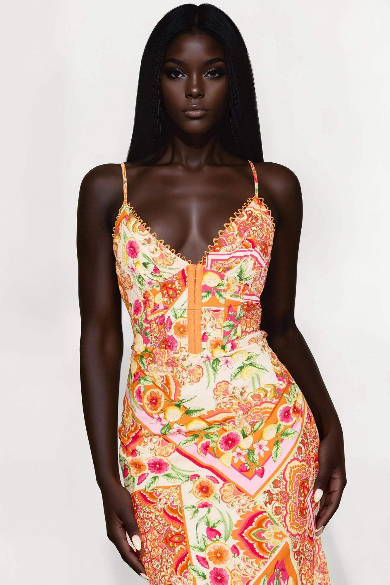 In The Garden Maxi Dress - Orange/combo Female Product Image