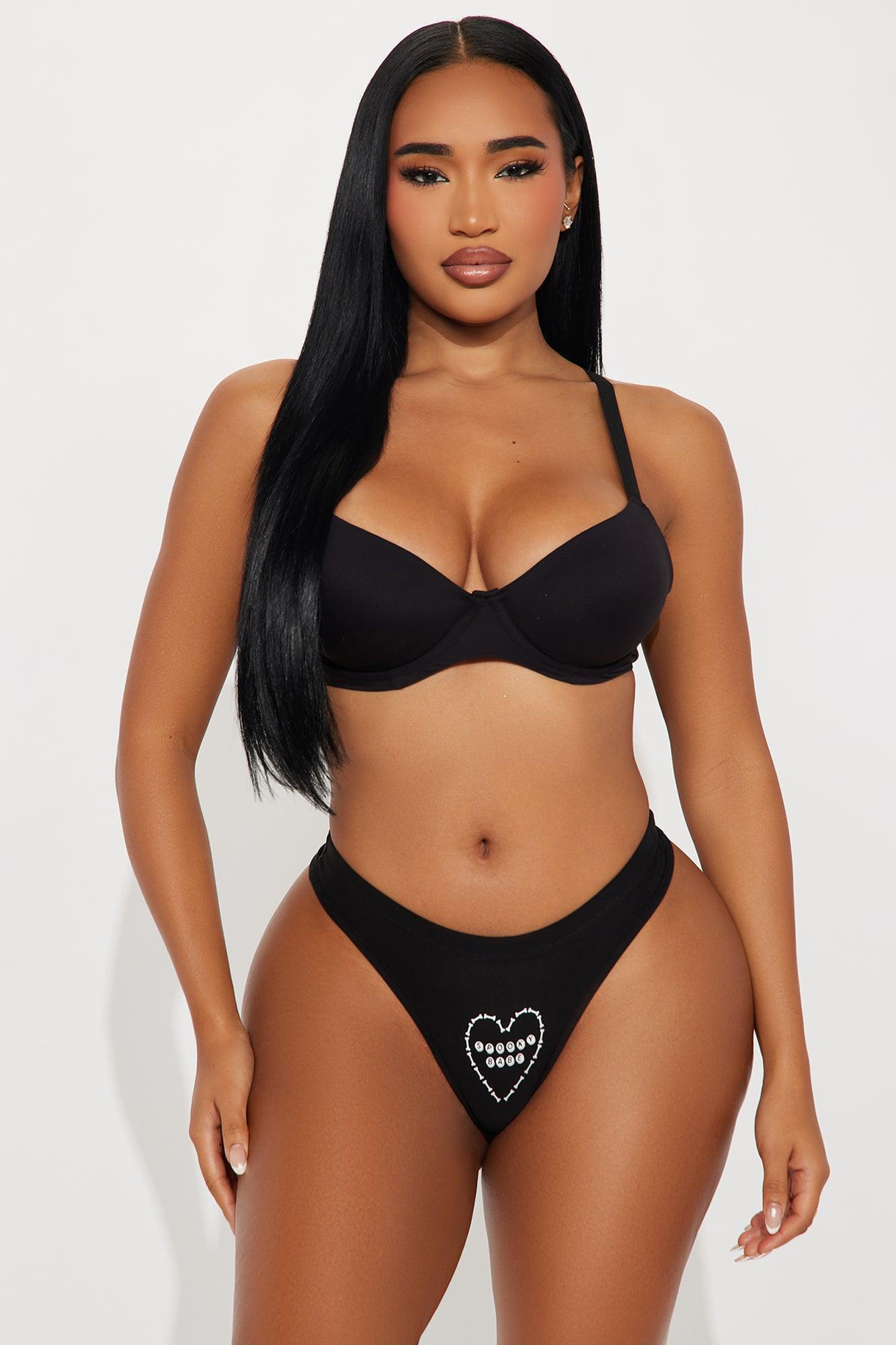 Spooky Babe Halloween Thong Panty - Black/White Female Product Image