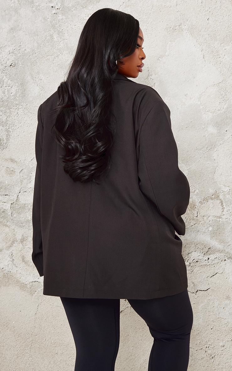 Plus Black Seam Detail Structured Oversized Blazer Product Image