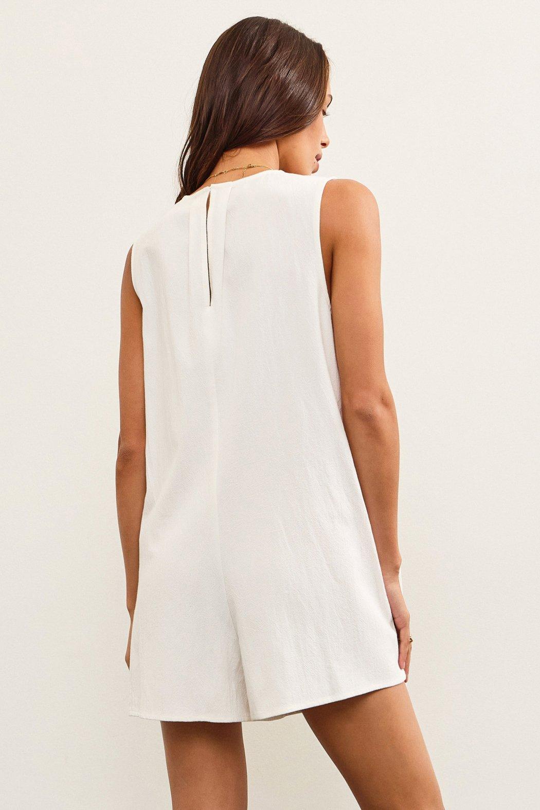 Tie Front Pleated Sleeveless Romper Product Image