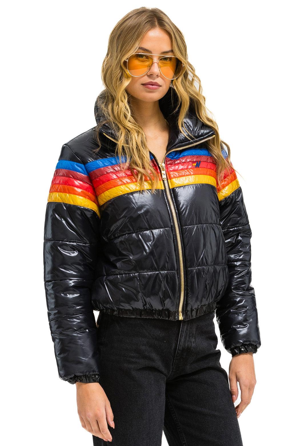 5 STRIPE APRES JACKET - GLOSSY BLACK Female Product Image