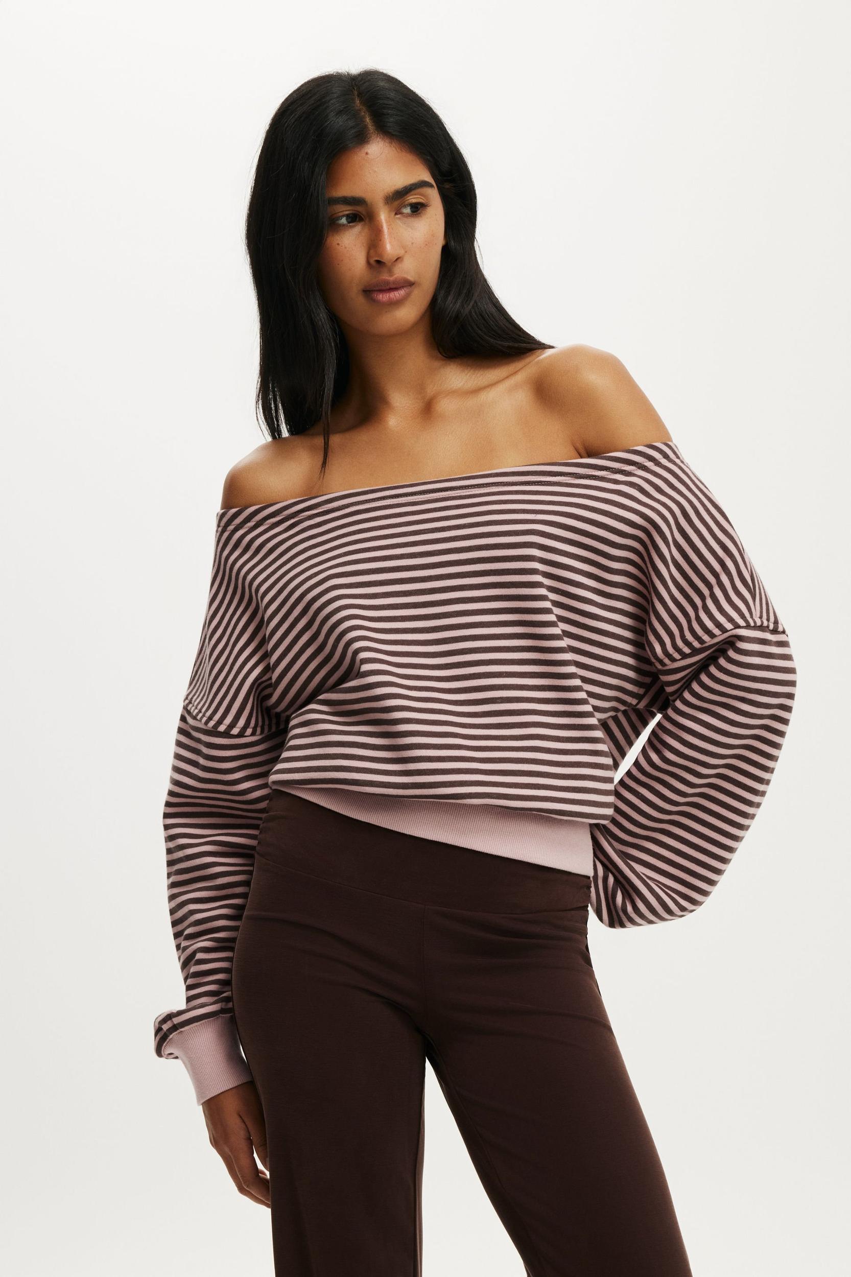 Relaxed Off Shoulder Sweatshirt Product Image