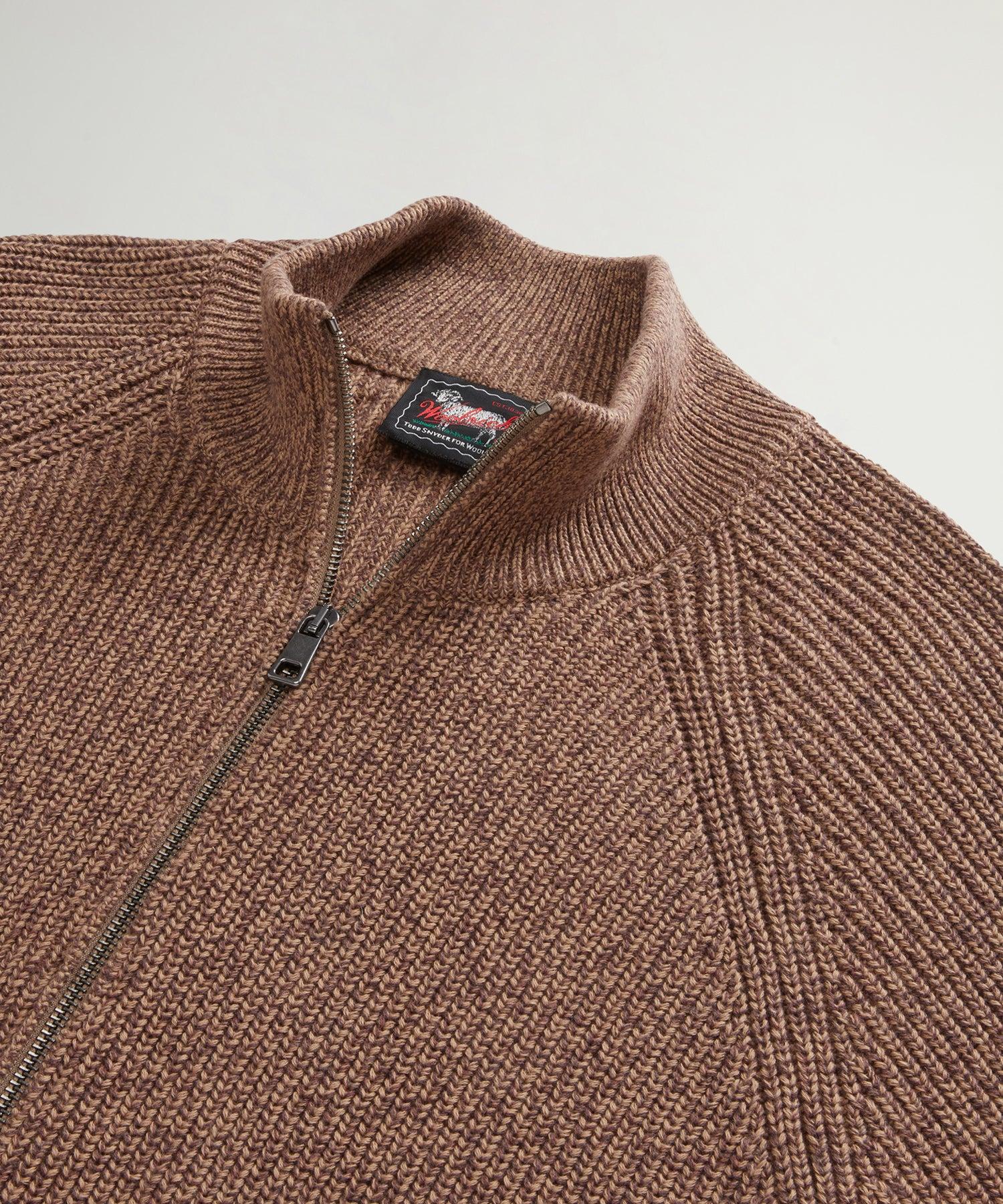 Todd Snyder x Woolrich Cotton Zip-Up Sweater in Brown Product Image