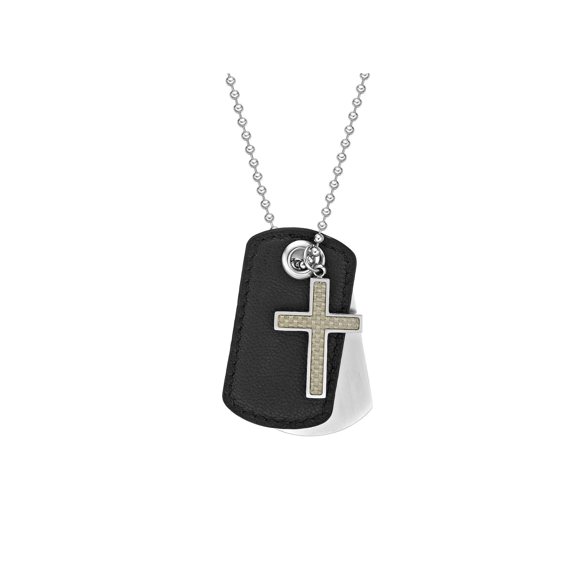 Men's LYNX Stainless Steel 3 Piece Dog Tag & Cross Pendant Necklace, Size: 22" Product Image