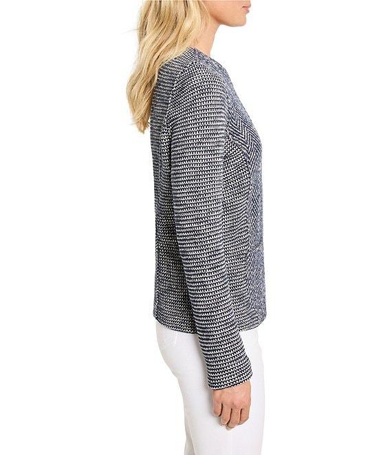 NIC + ZOE Mix Knit Round Neck Long Sleeve Jacket Product Image