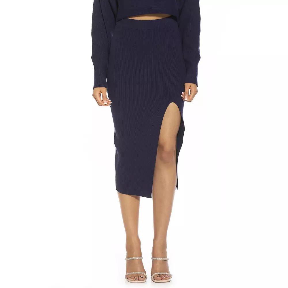 Women's ALEXIA ADMOR Ribbed Knit High Slit Midi Skirt,  Product Image