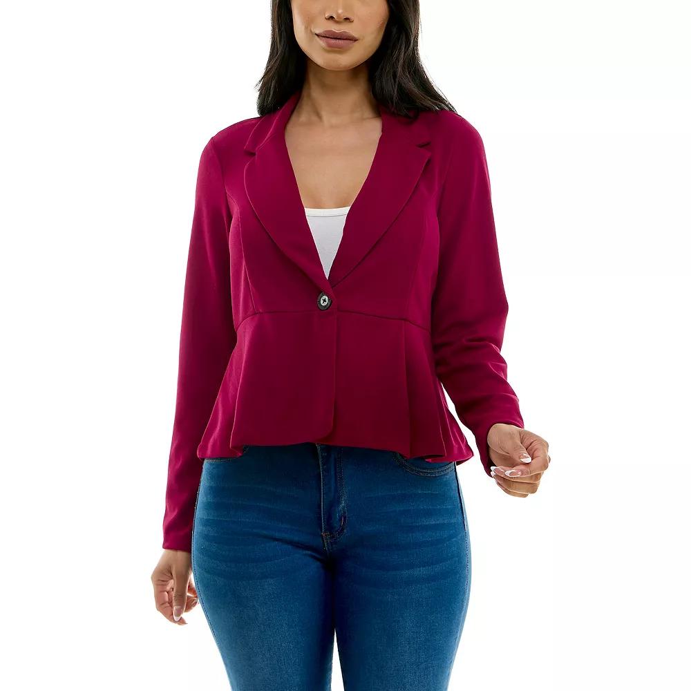 Womens Nina Leonard Button Collared Blazer Deep Blue Product Image