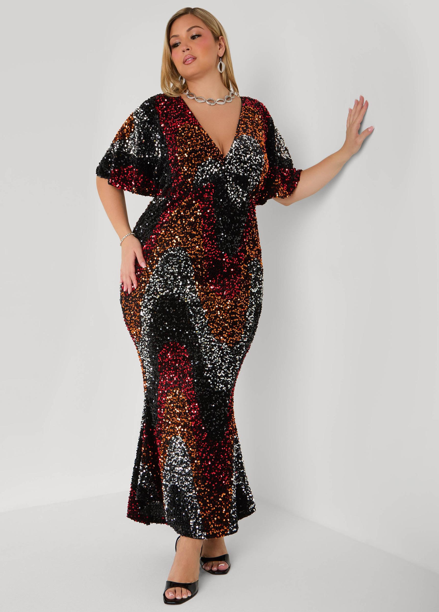 Flounced Sequined Velvet Gown Product Image