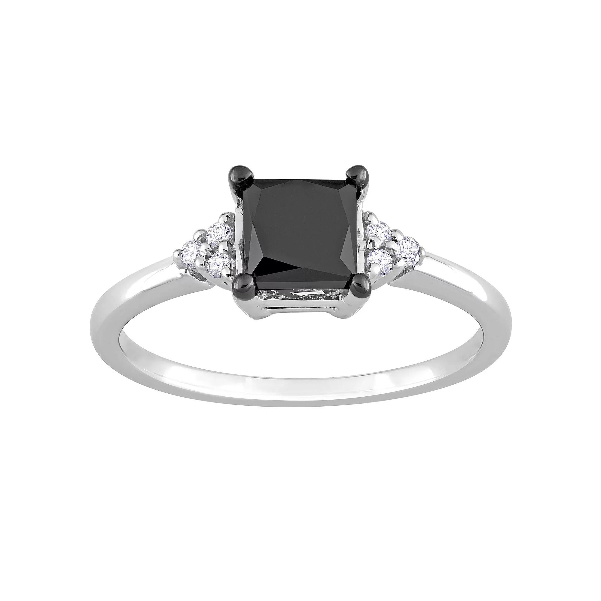 Stella Grace 14k White Gold 4/5 Carat T.W Black & White Diamond Engagement Ring, Women's,  Product Image
