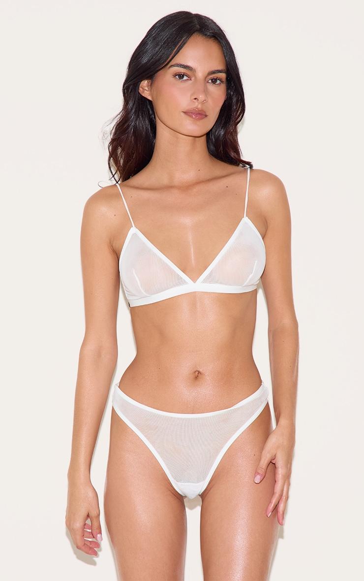 White Mesh Basic Triangle Bra Product Image