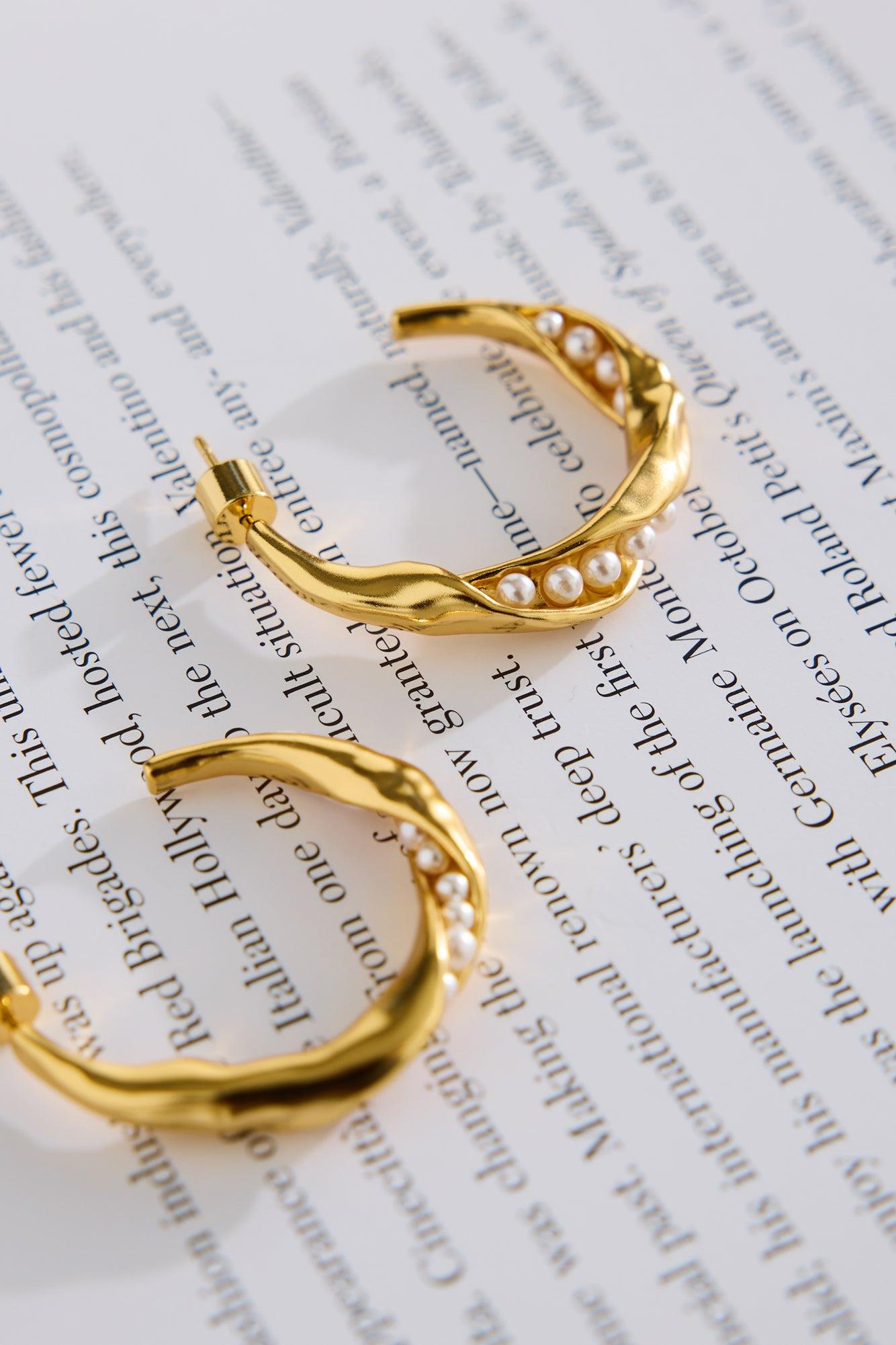 18k Gold Plated Chic Open Hoop Earrings Gold Product Image