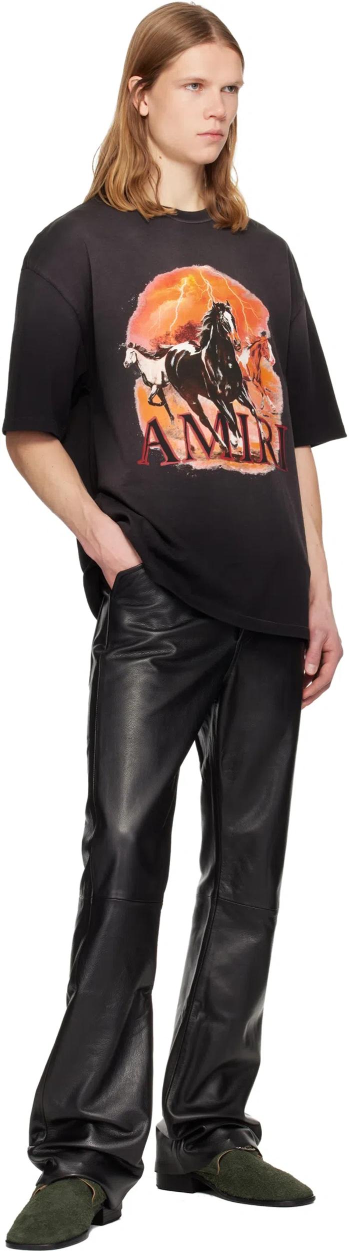 AMIRI Graphic Print Oversized Crewneck T-shirt Shirt In Black Product Image